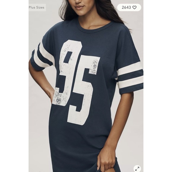 NWOT Anthropologie Daily Practice Graphic T-shirt Midi Dress Navy/White XS - Picture 4 of 10